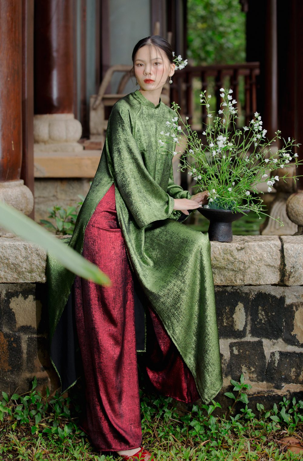 Quần lụa nhung kim sa