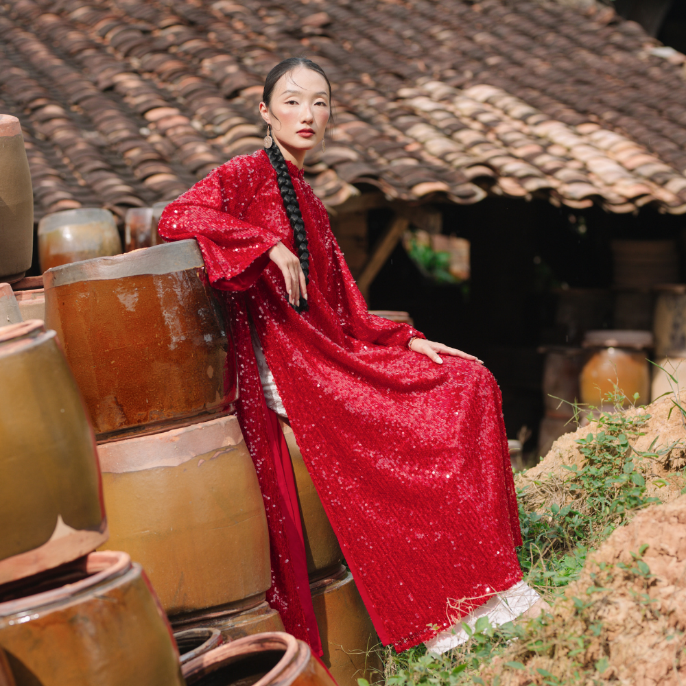 Áo dài Kim Sa Đỏ