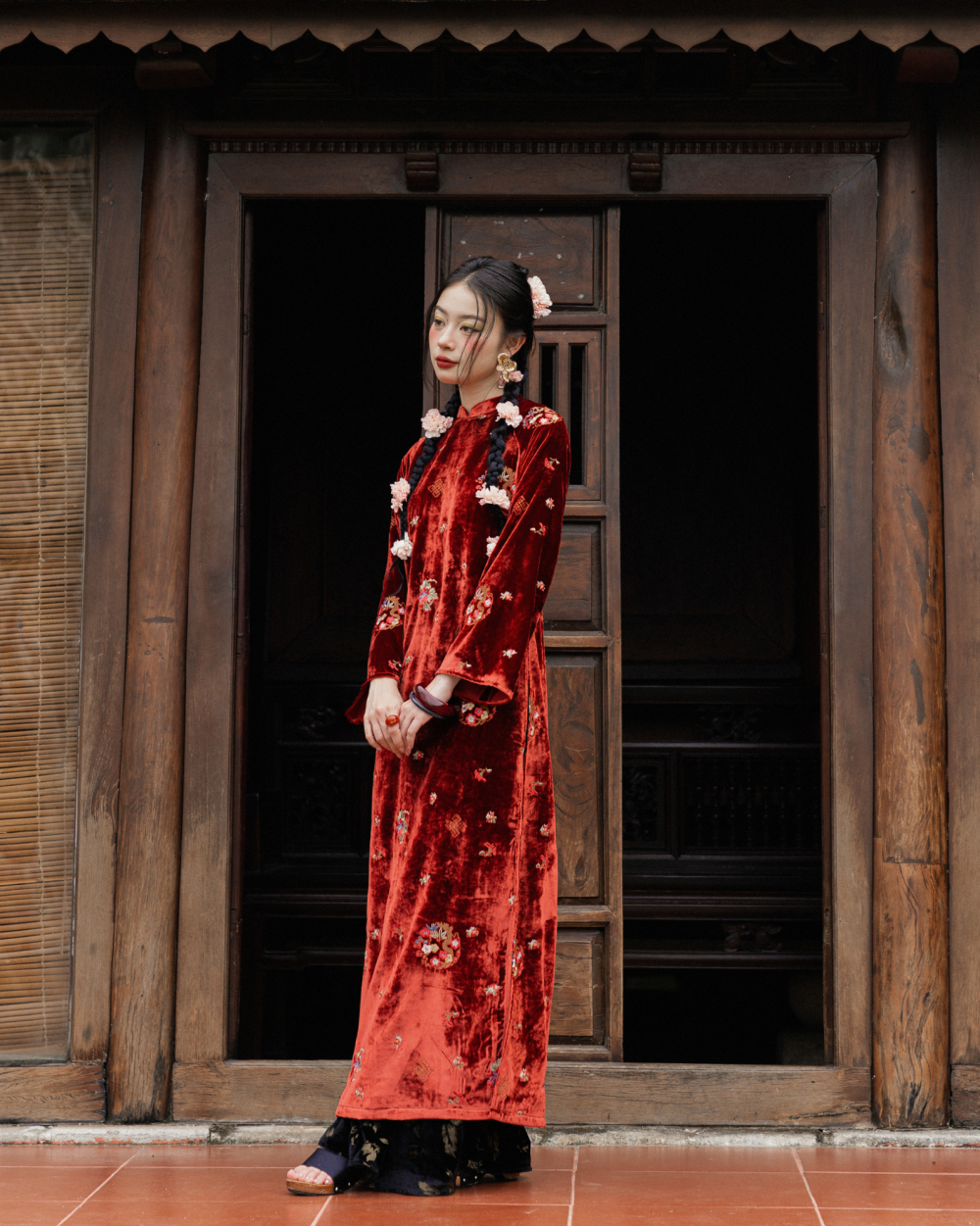 Áo dài Chu Nhung Hoa Vũ