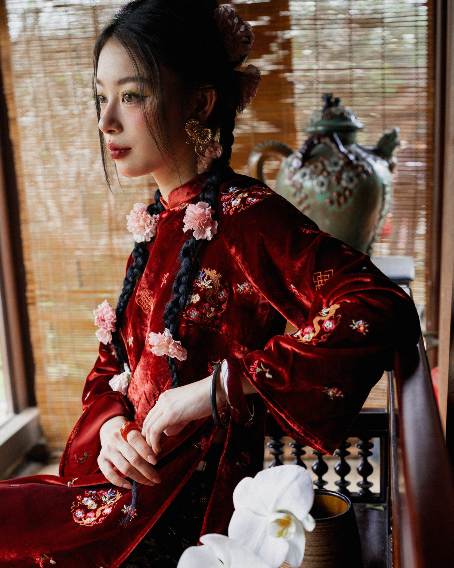 Áo dài Chu Nhung Hoa Vũ